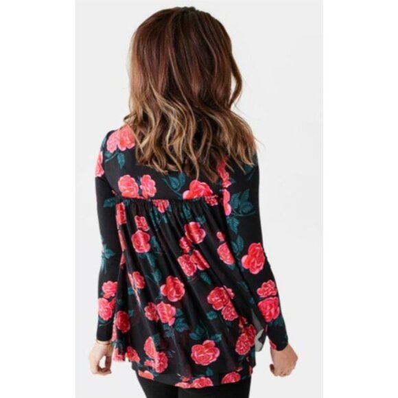 Matilda Jane top tunic womens size medium Long Sleeve winter blooms floral knit - Picture 7 of 7